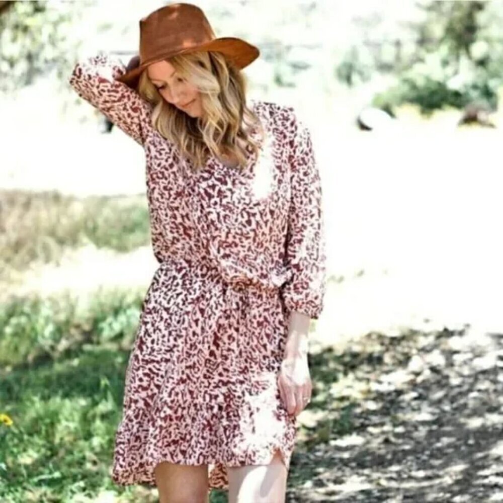 CAbi | Sienna Boho Dress Leopard Print Ruffled Hem #5406